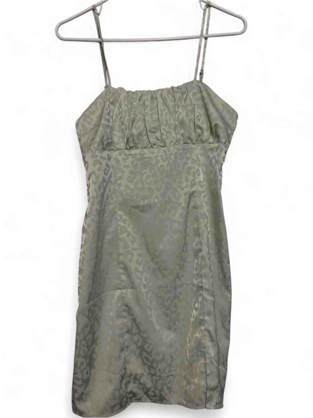 Forever 21 Satin Leopard Print Slip Dress in Sage